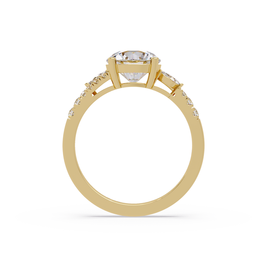 Round Brilliant Cut Engagement Ring with Marquise Accent Diamonds