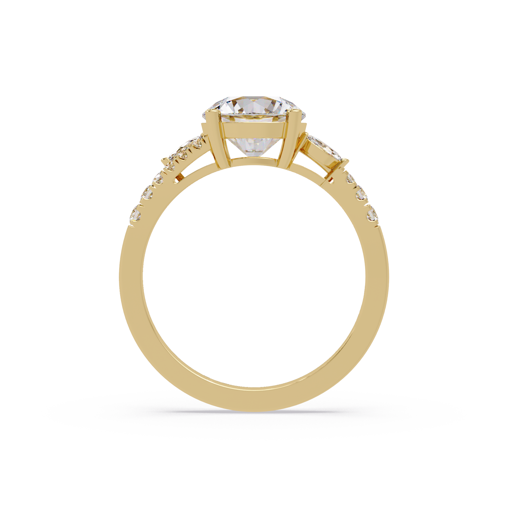 Round Brilliant Cut Engagement Ring with Marquise Accent Diamonds