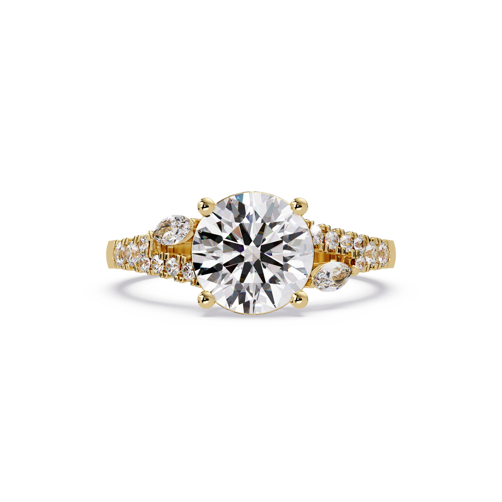 Round Brilliant Cut Engagement Ring with Marquise Accent Diamonds