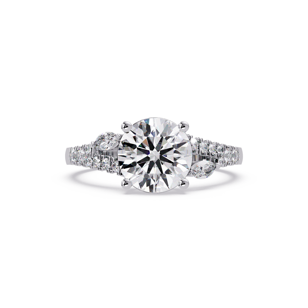 Round Brilliant Cut Engagement Ring with Marquise Accent Diamonds