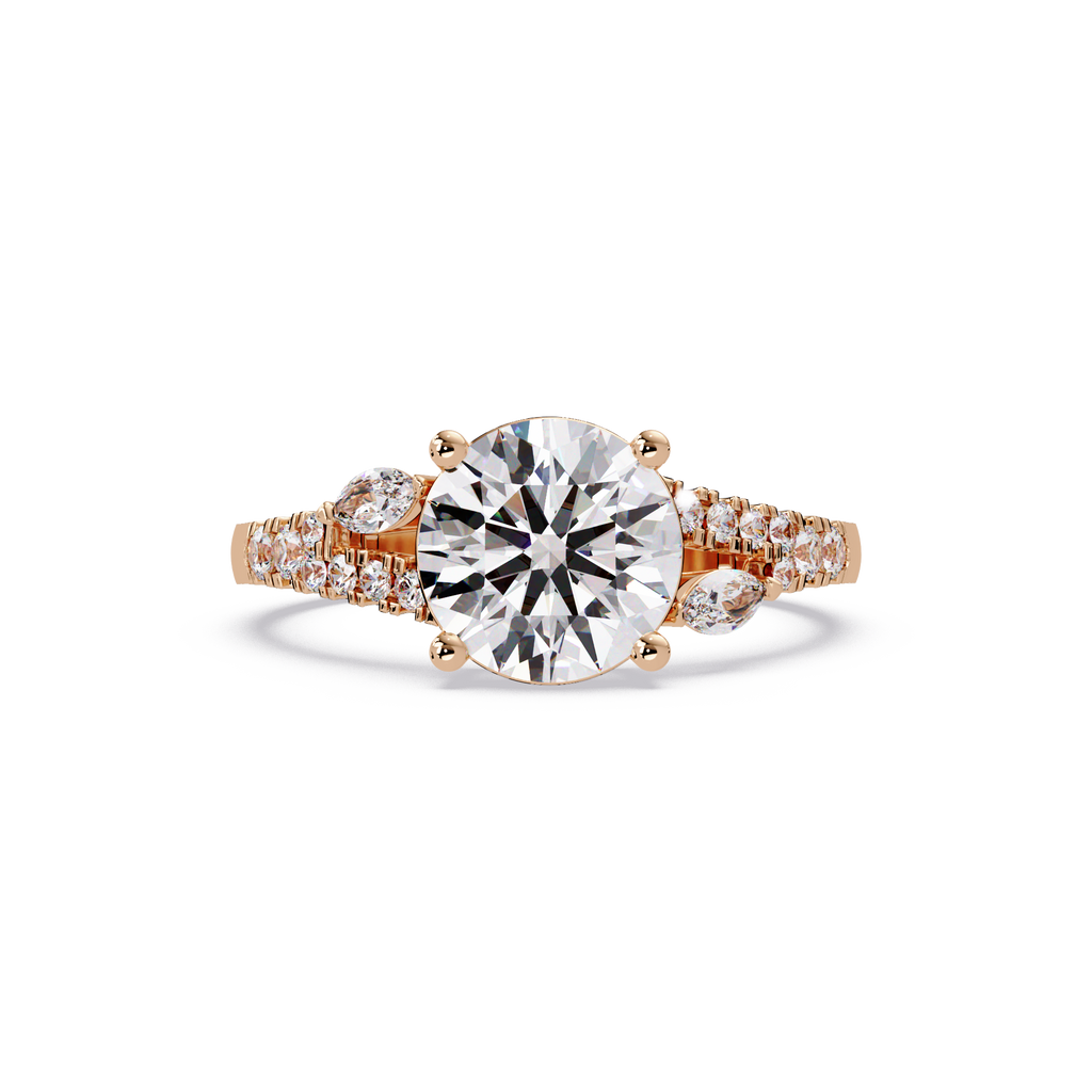 Round Brilliant Cut Engagement Ring with Marquise Accent Diamonds