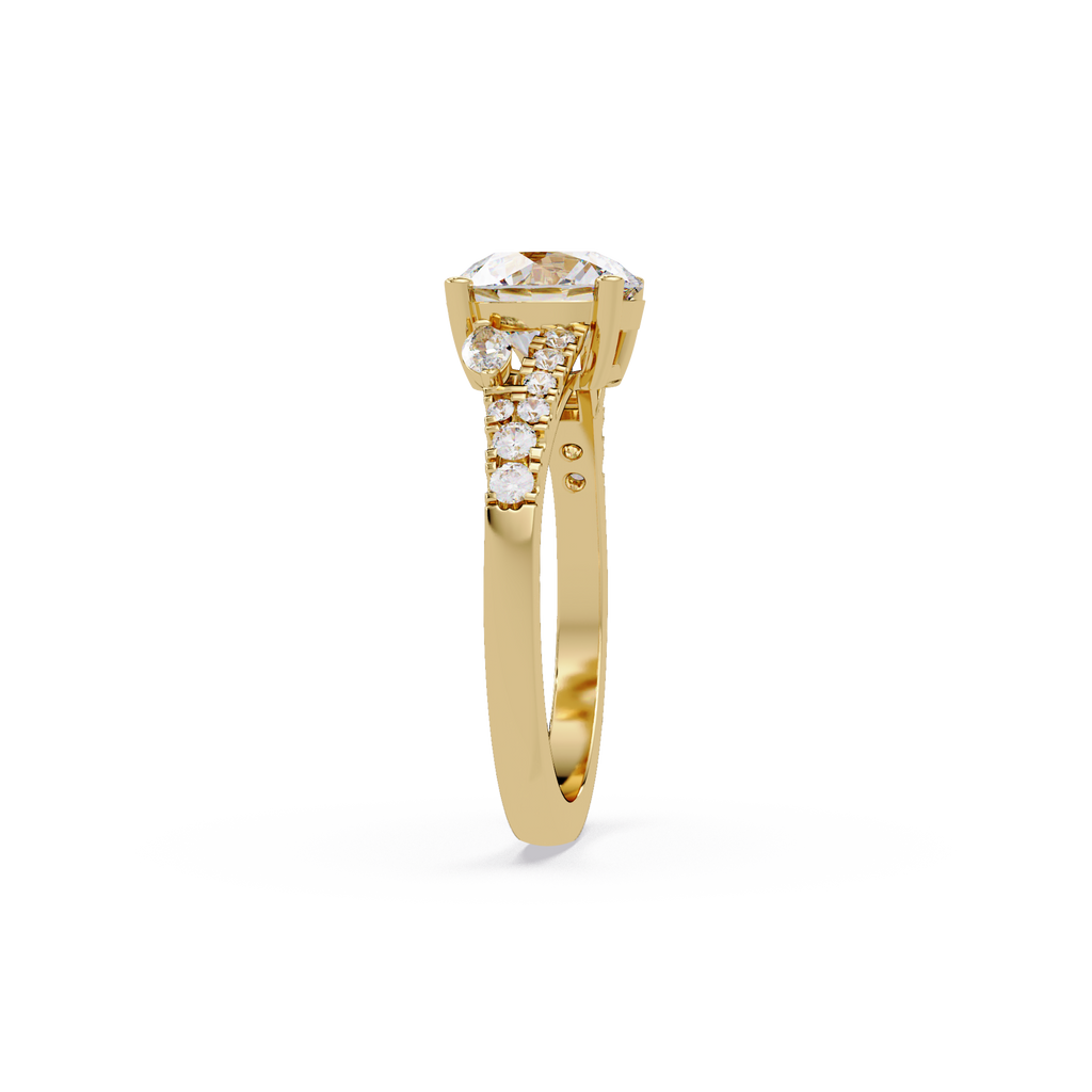 Round Brilliant Cut Engagement Ring with Marquise Accent Diamonds