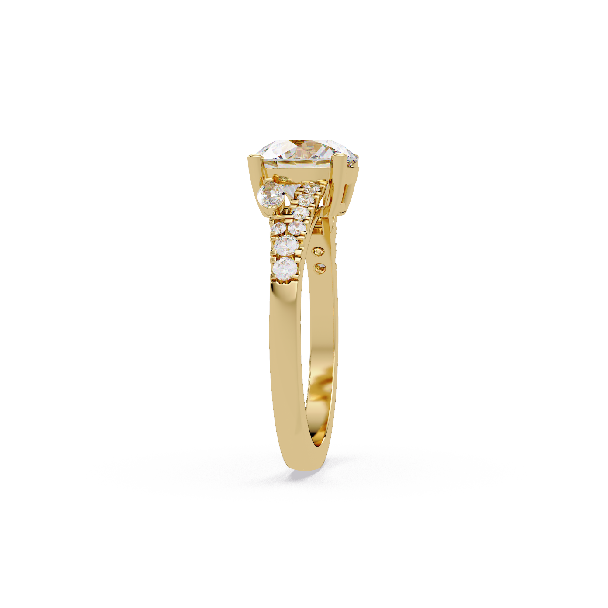 Round Brilliant Cut Engagement Ring with Marquise Accent Diamonds