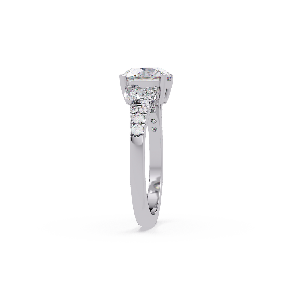 Round Brilliant Cut Engagement Ring with Marquise Accent Diamonds