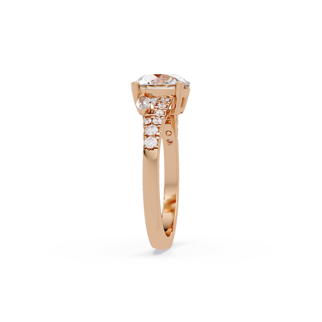 Round Brilliant Cut Engagement Ring with Marquise Accent Diamonds