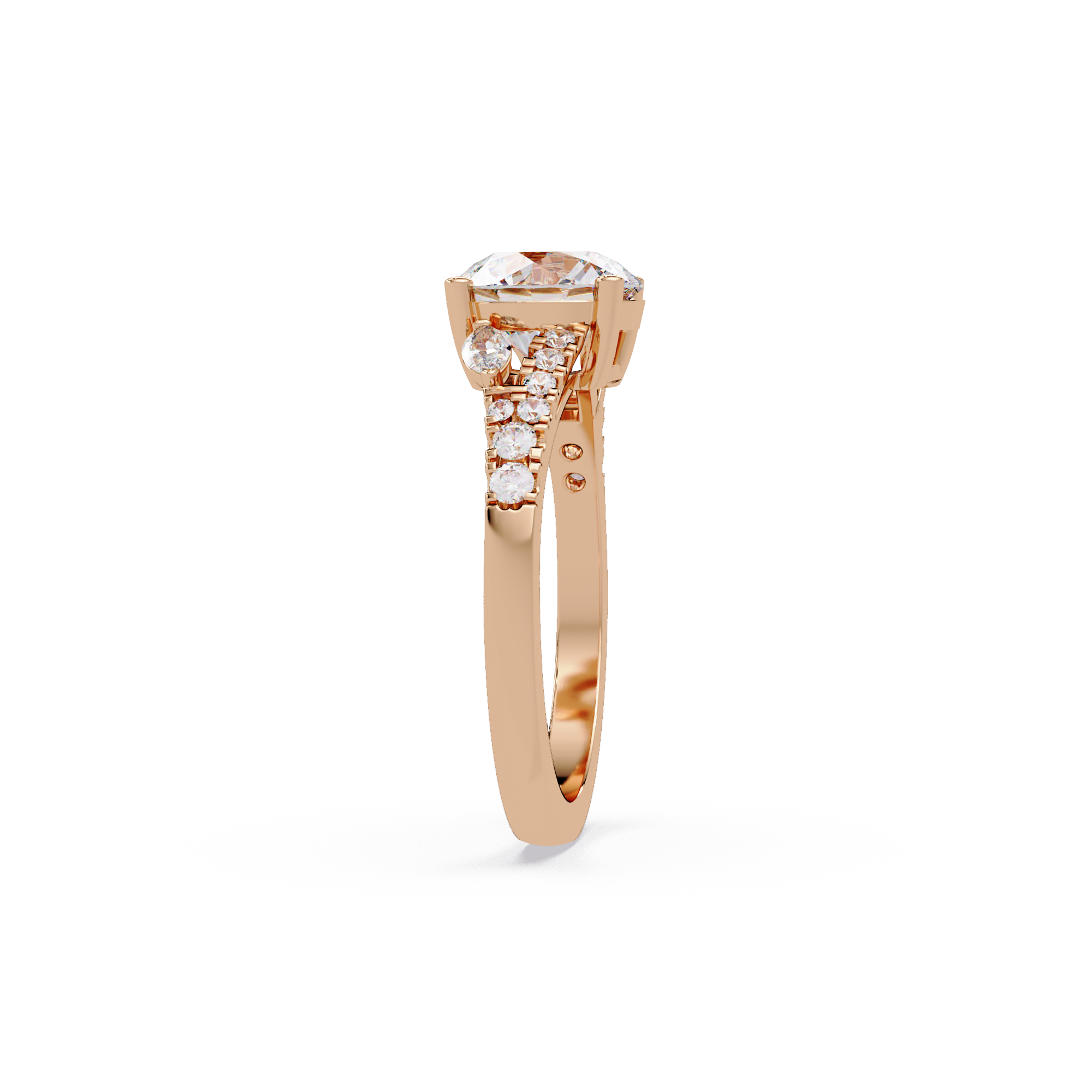 Round Brilliant Cut Engagement Ring with Marquise Accent Diamonds