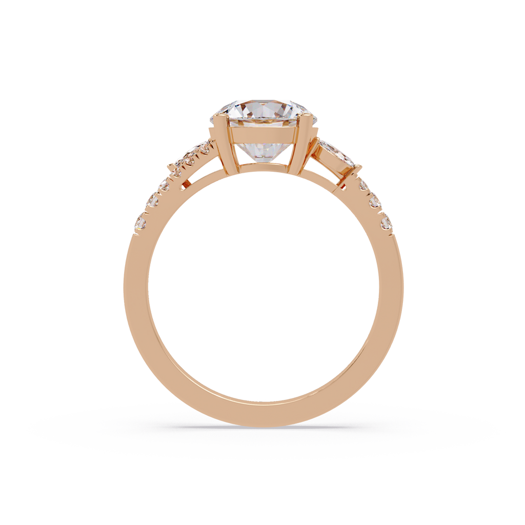 Round Brilliant Cut Engagement Ring with Marquise Accent Diamonds
