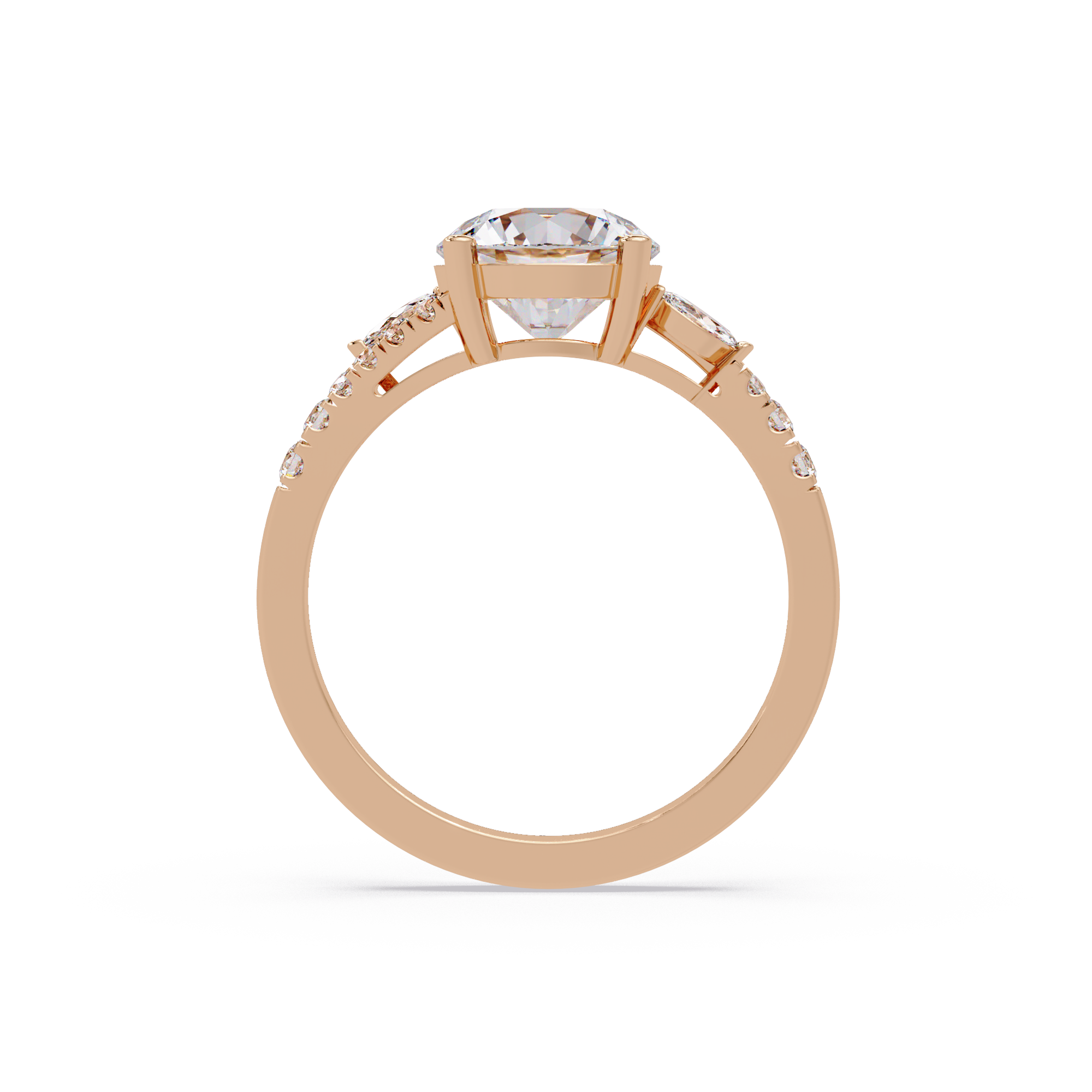 Round Brilliant Cut Engagement Ring with Marquise Accent Diamonds