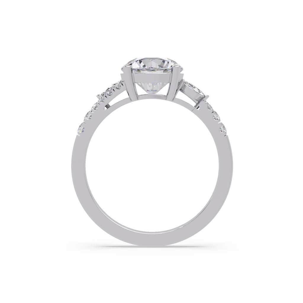 Round Brilliant Cut Engagement Ring with Marquise Accent Diamonds