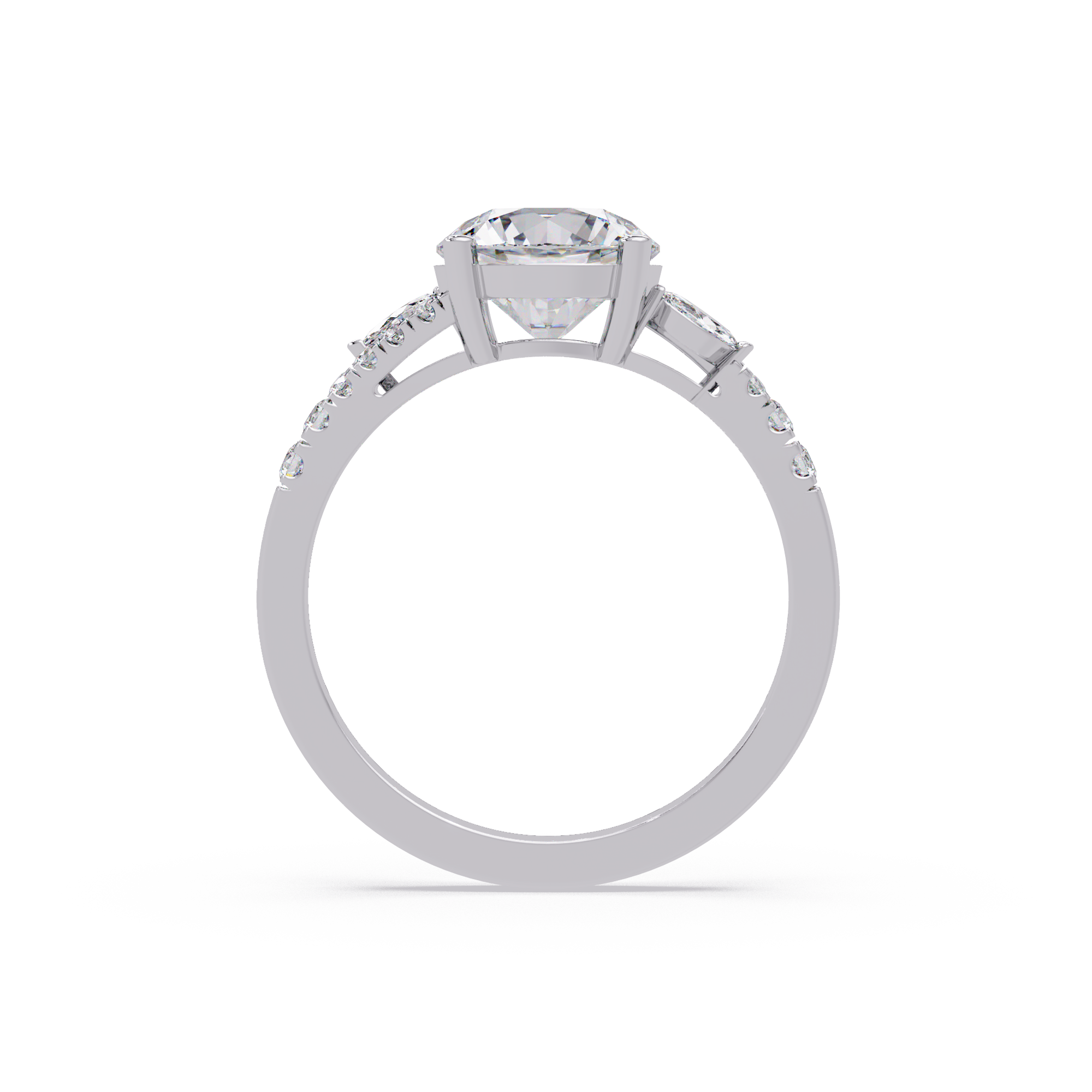 Round Brilliant Cut Engagement Ring with Marquise Accent Diamonds