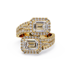 Custom Baguette Emerald Cut Double Halo Engagement Ring