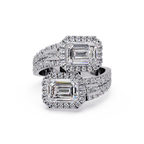 Custom Baguette Emerald Cut Double Halo Engagement Ring