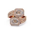 Custom Baguette Emerald Cut Double Halo Engagement Ring