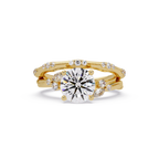 Round Cut Floral Diamond Engagement Ring Set