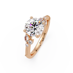 Round Cut Floral Diamond Engagement Ring Set