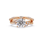 Round Cut Floral Diamond Engagement Ring Set