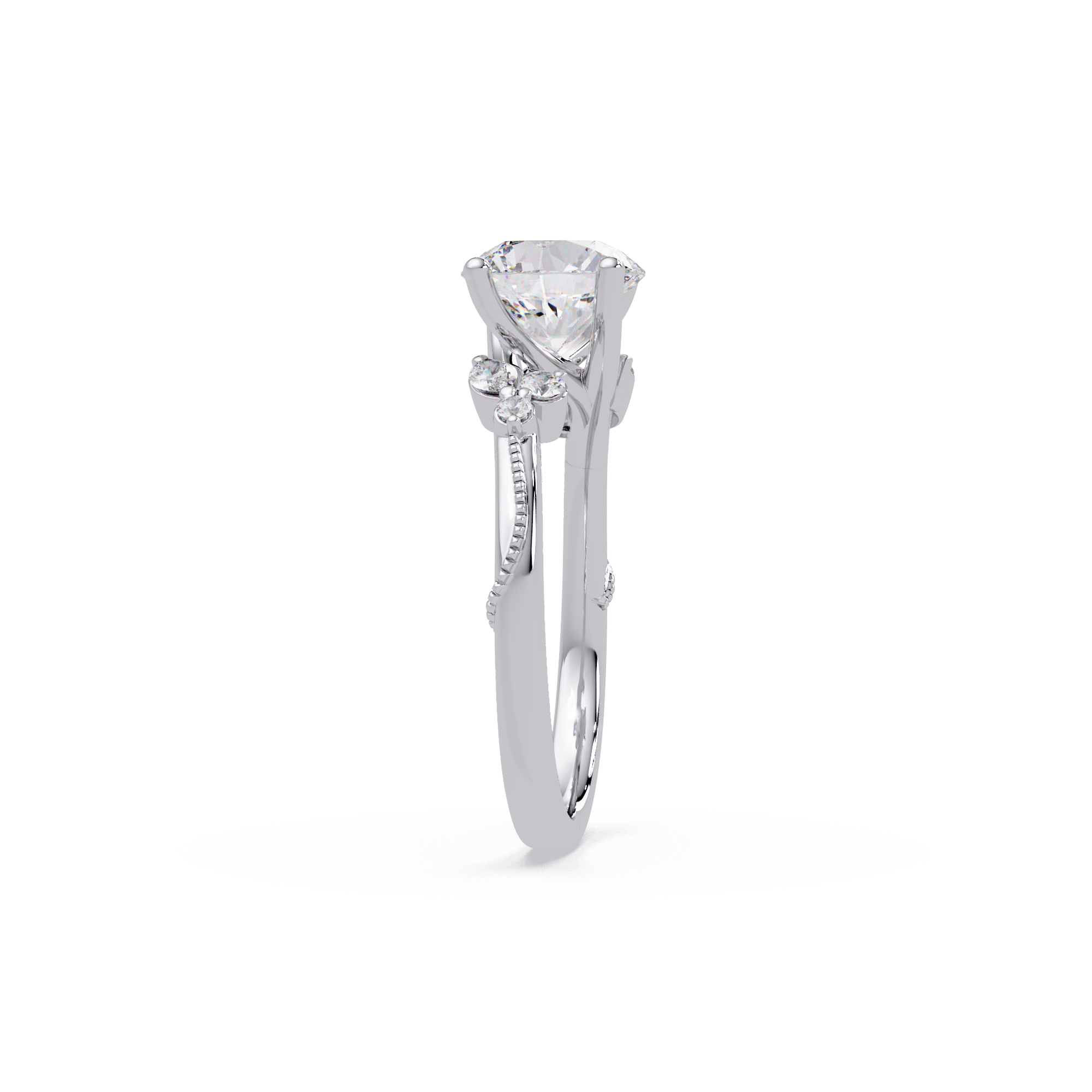 Customizable Round & Marquise Diamond Engagement Ring Set