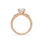 Round Cut Floral Diamond Engagement Ring Set
