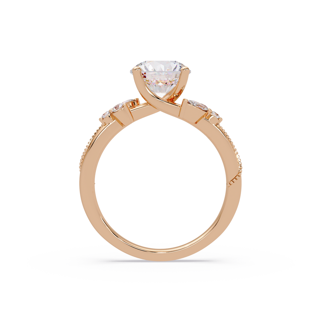 Customizable Round & Marquise Diamond Engagement Ring Set