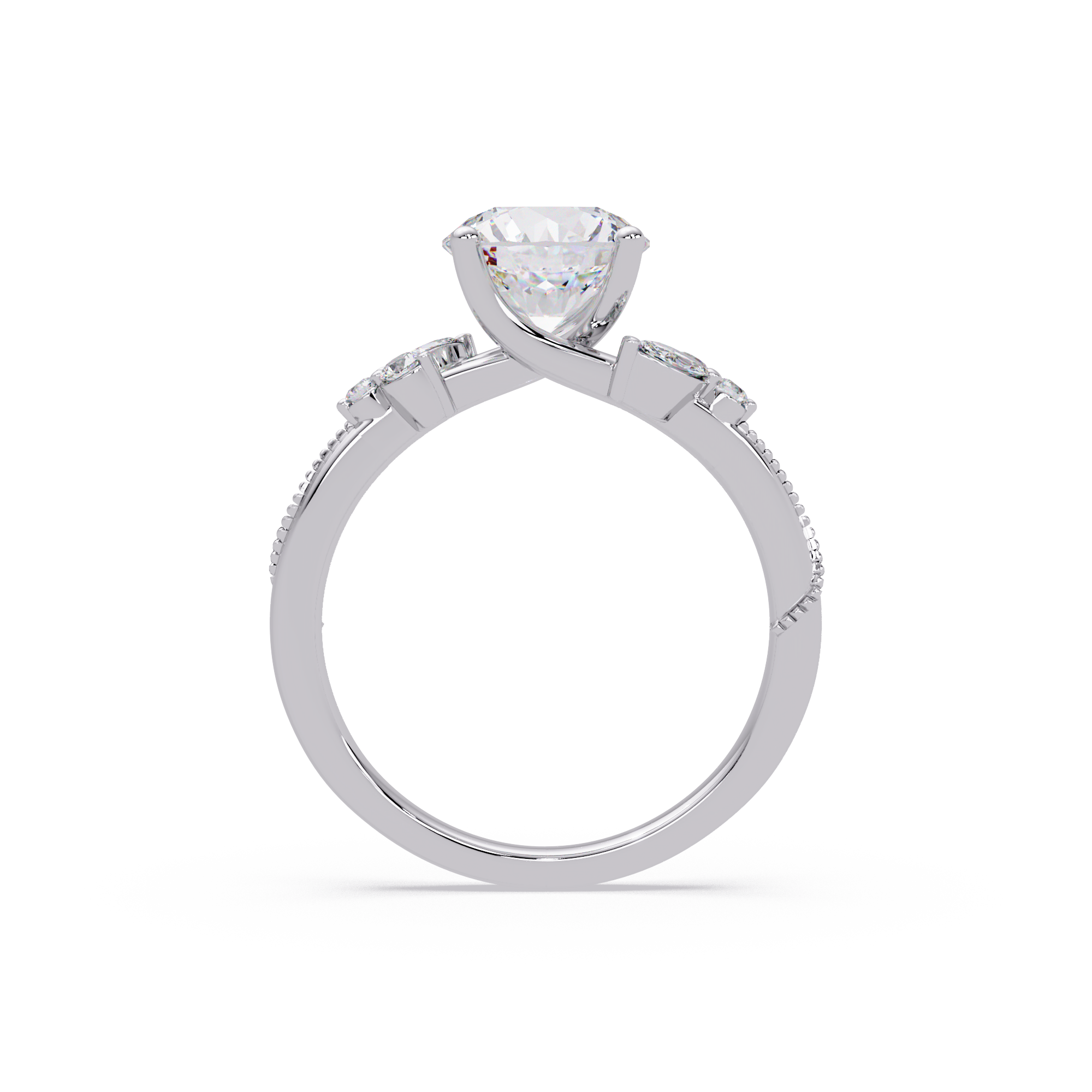 Round Cut Floral Diamond Engagement Ring Set