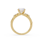 Round Cut Floral Diamond Engagement Ring Set