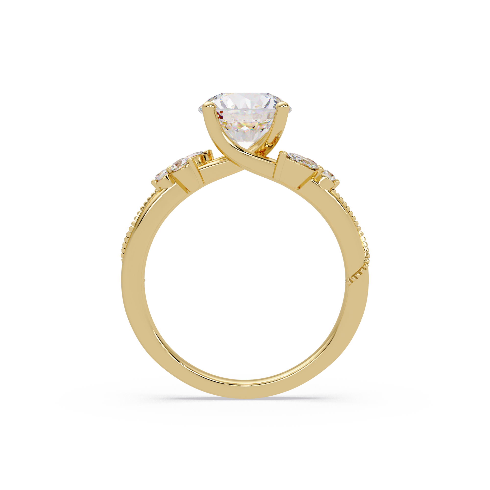 Round Cut Floral Diamond Engagement Ring Set