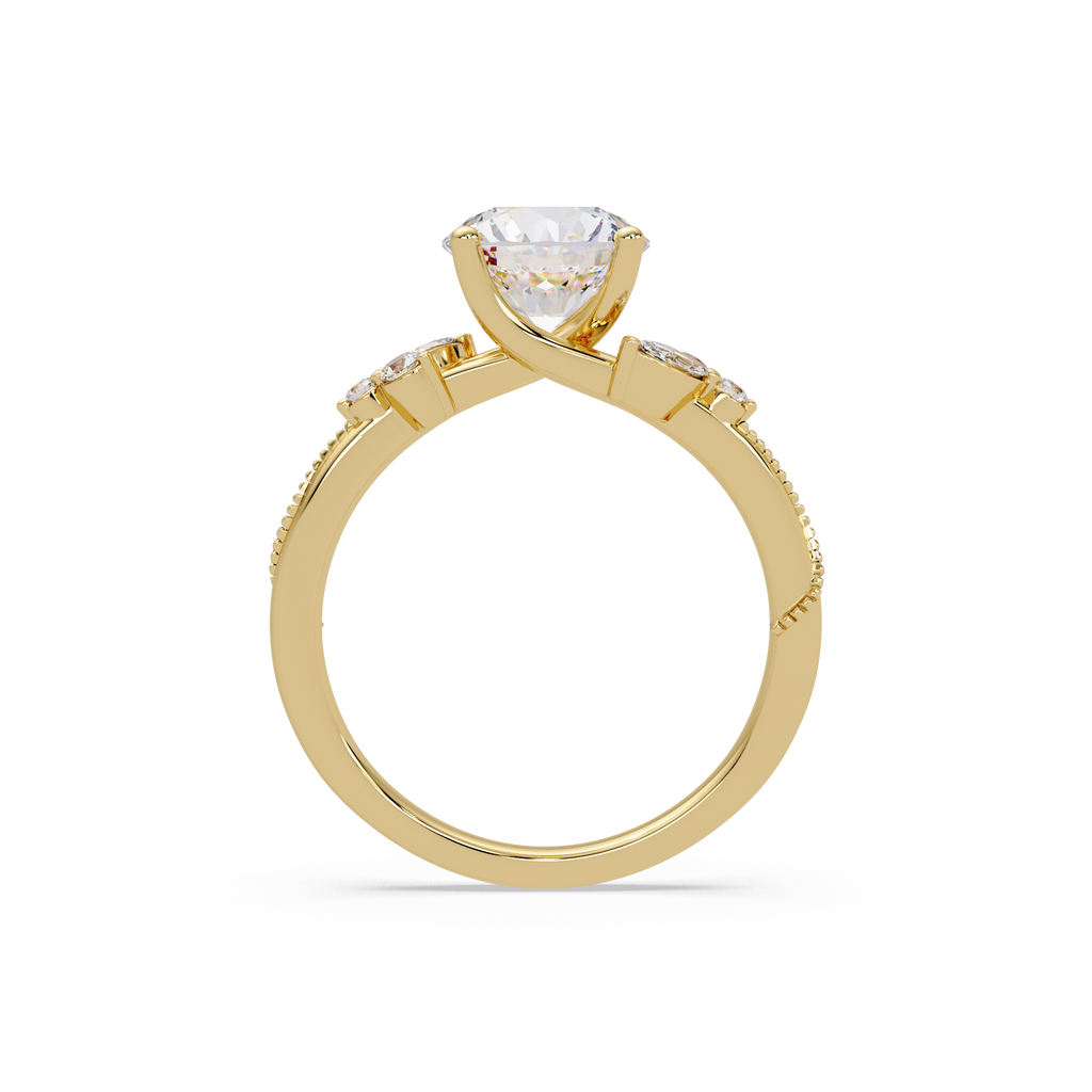 Customizable Round & Marquise Diamond Engagement Ring Set