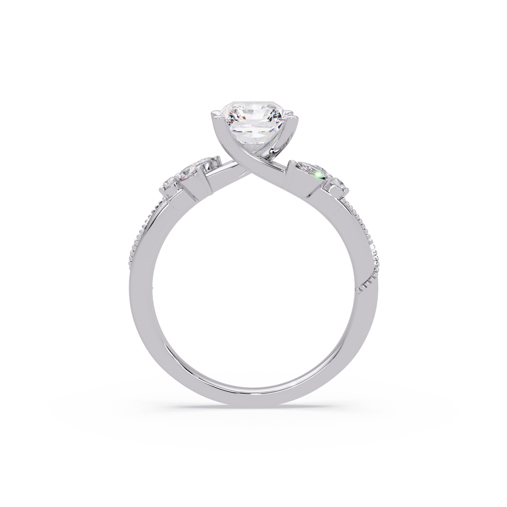 Customizable Radiant Cut Diamond Bridal Ring Set with Round & Marquise Accent Stones