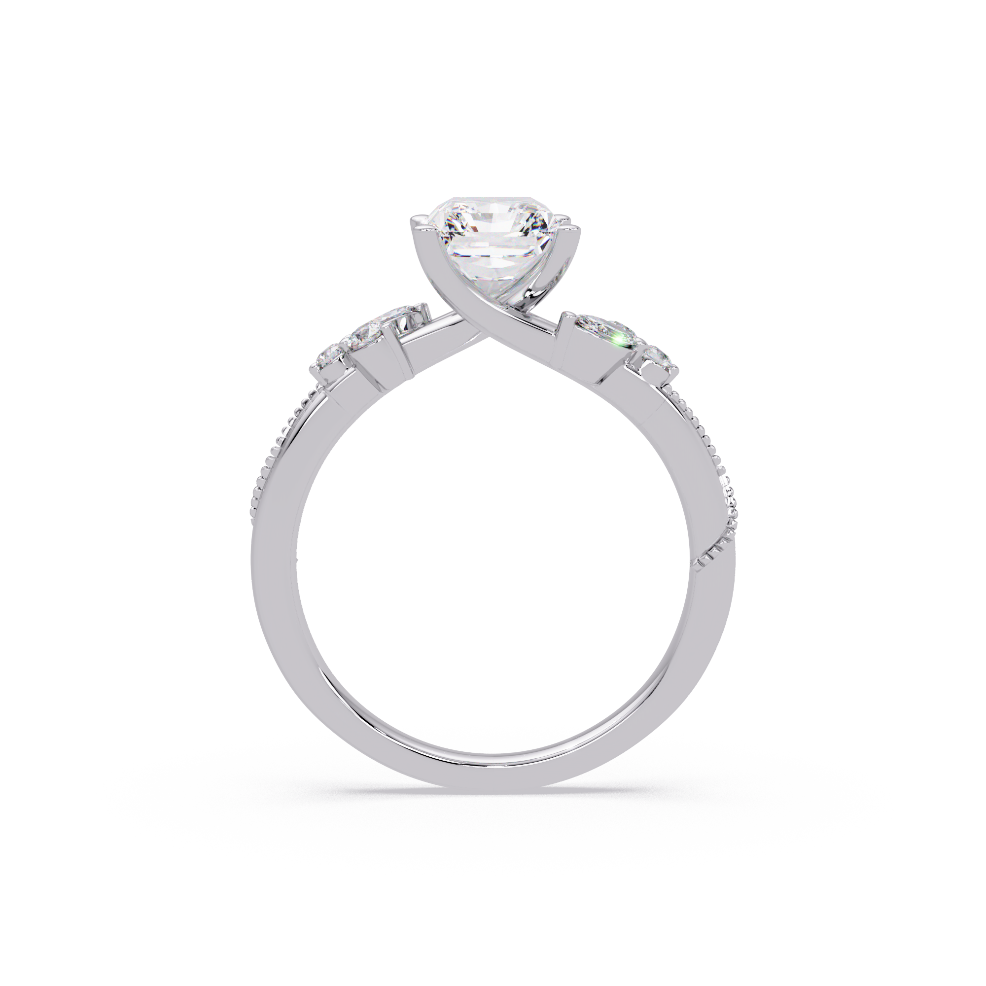 Customizable Radiant Cut Diamond Bridal Ring Set with Round & Marquise Accent Stones