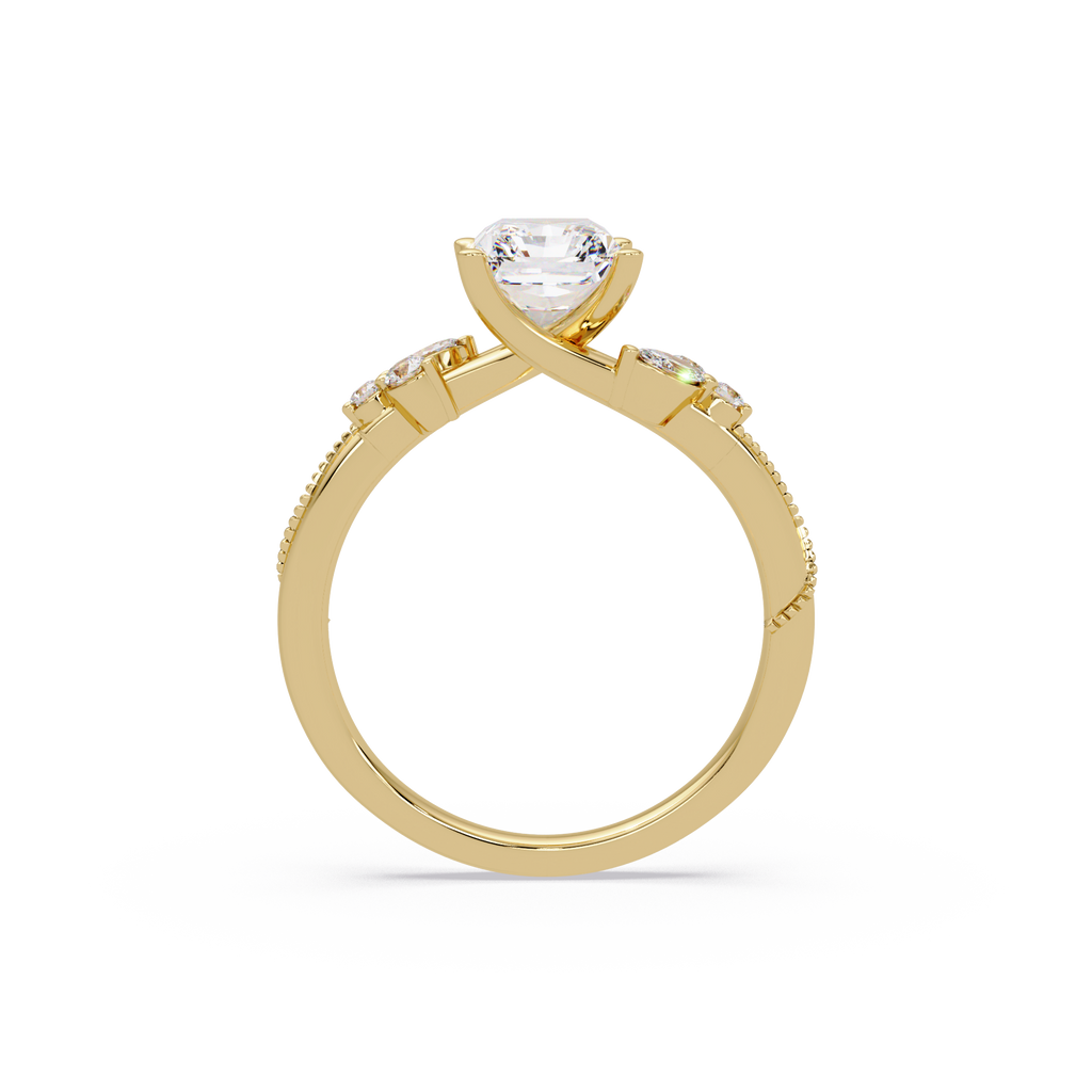 Customizable Radiant Cut Diamond Bridal Ring Set with Round & Marquise Accent Stones