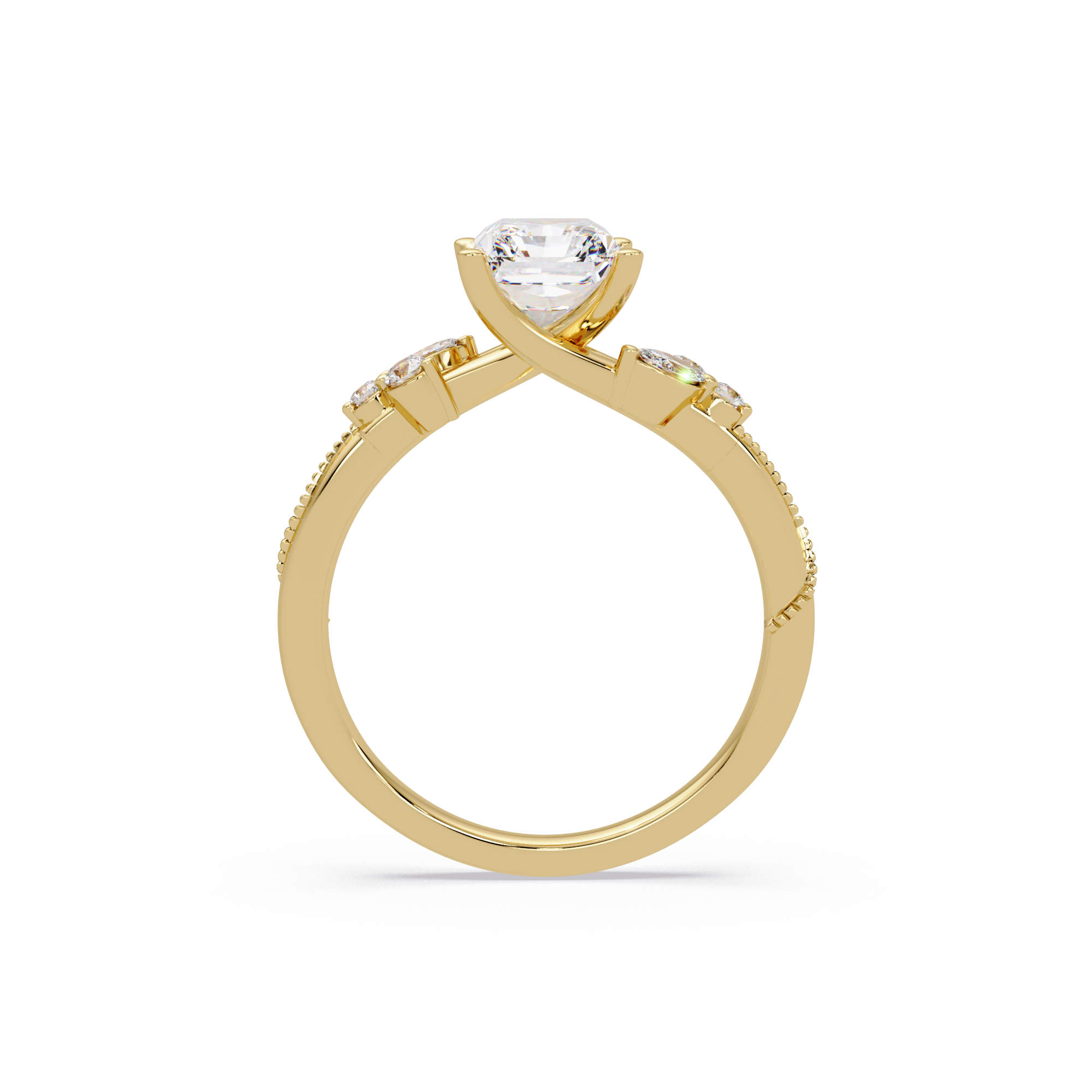 Customizable Radiant Cut Diamond Bridal Ring Set with Round & Marquise Accent Stones