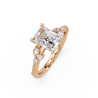 Customizable Radiant Cut Diamond Bridal Ring Set with Round & Marquise Accent Stones