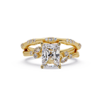 Customizable Radiant Cut Diamond Bridal Ring Set with Round & Marquise Accent Stones