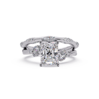Customizable Radiant Cut Diamond Bridal Ring Set with Round & Marquise Accent Stones