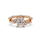 Customizable Radiant Cut Diamond Bridal Ring Set with Round & Marquise Accent Stones
