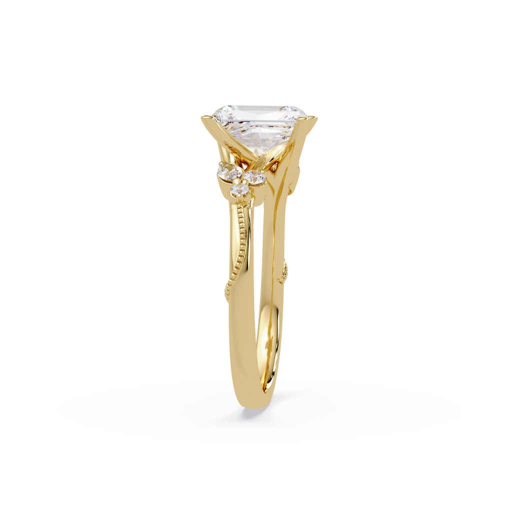 Customizable Radiant Cut Diamond Bridal Ring Set with Round & Marquise Accent Stones