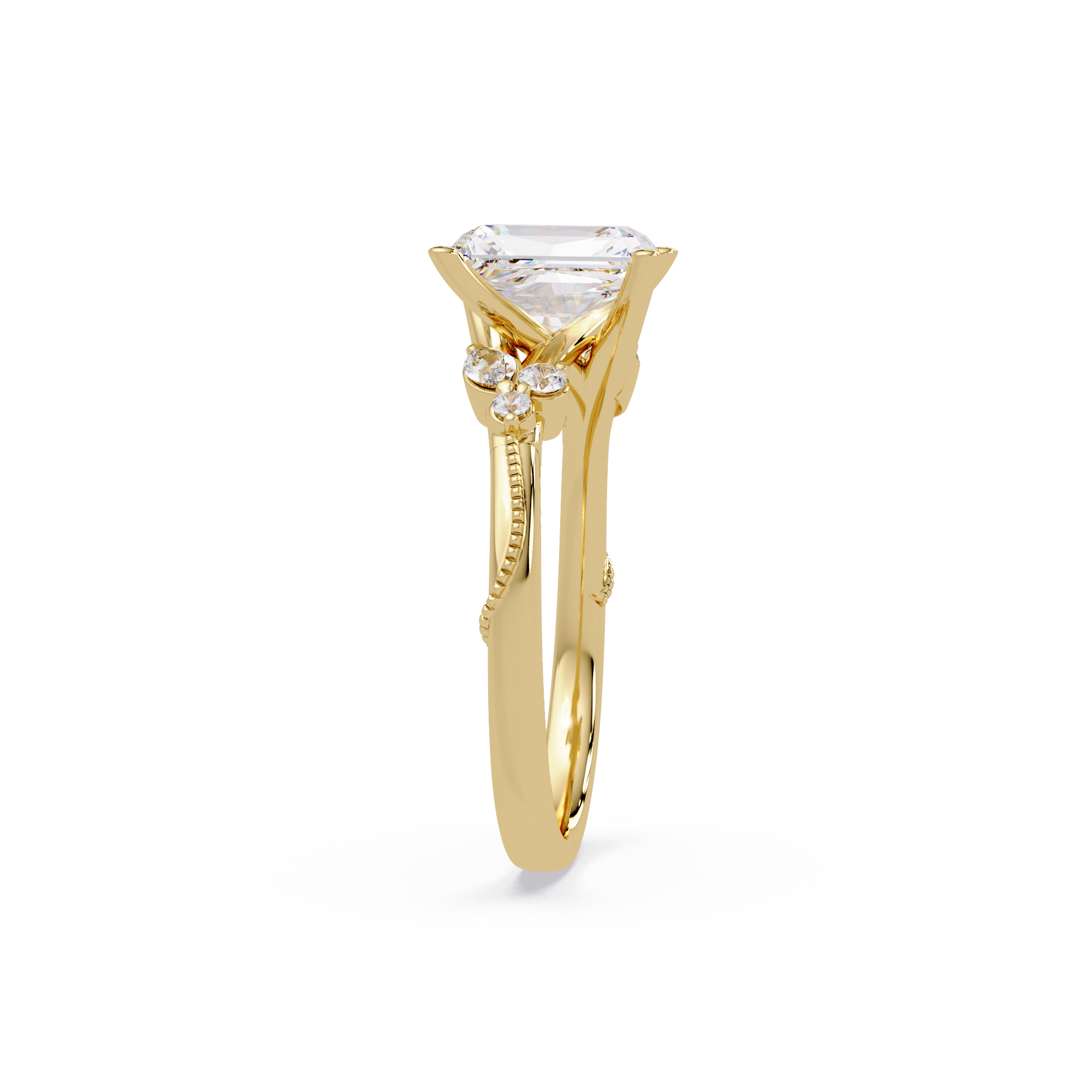 Customizable Radiant Cut Diamond Bridal Ring Set with Round & Marquise Accent Stones