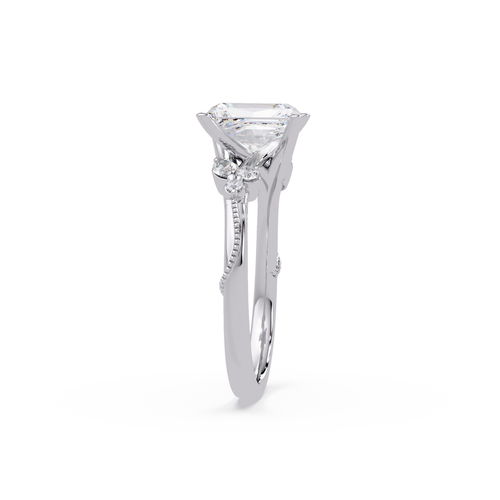 Customizable Radiant Cut Diamond Bridal Ring Set with Round & Marquise Accent Stones