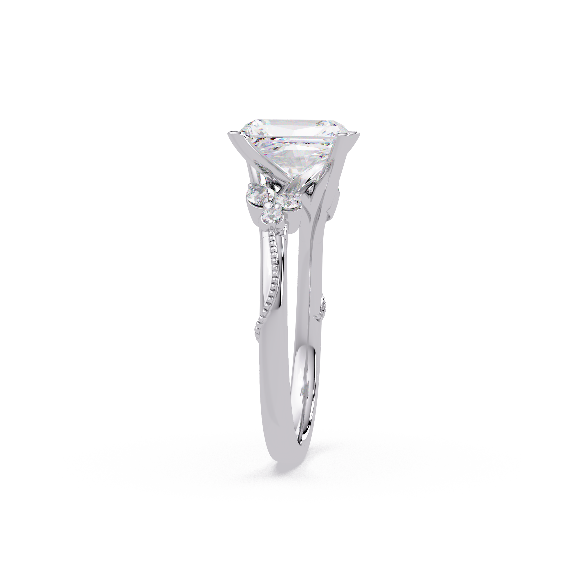 Customizable Radiant Cut Diamond Bridal Ring Set with Round & Marquise Accent Stones