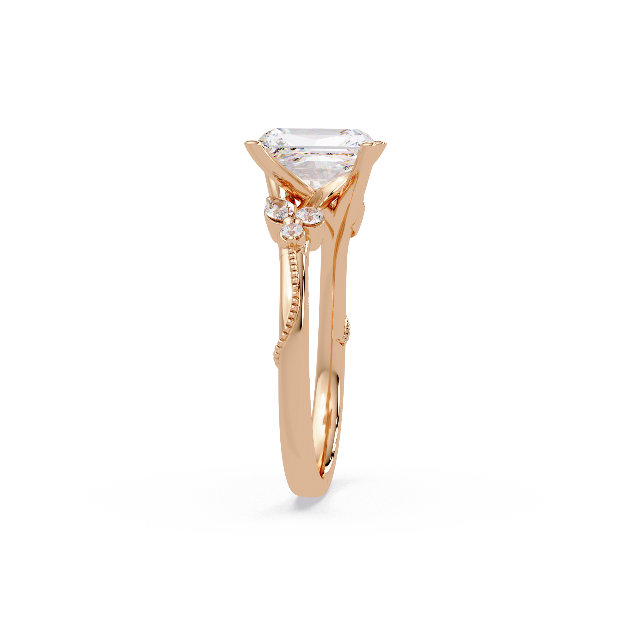 Customizable Radiant Cut Diamond Bridal Ring Set with Round & Marquise Accent Stones