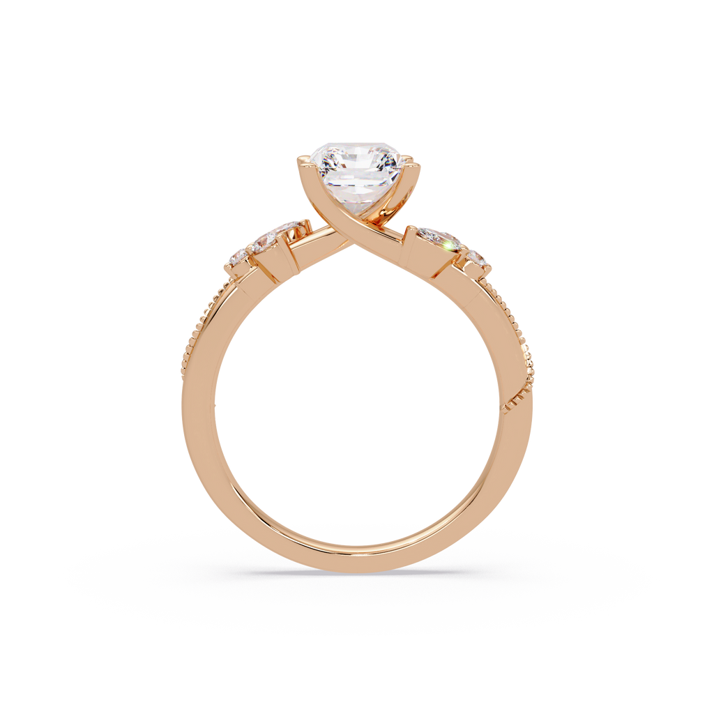 Customizable Radiant Cut Diamond Bridal Ring Set with Round & Marquise Accent Stones