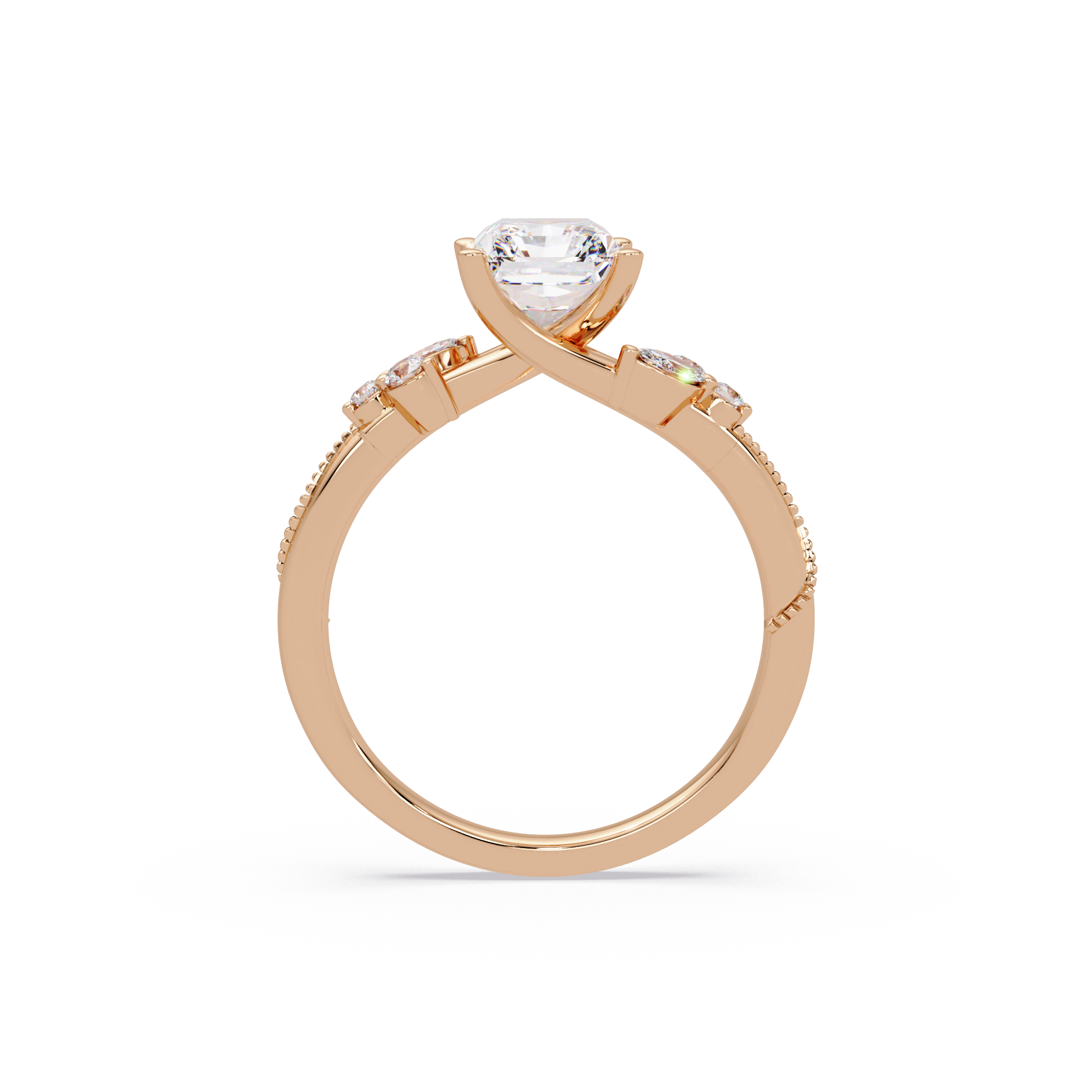 Customizable Radiant Cut Diamond Bridal Ring Set with Round & Marquise Accent Stones