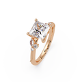 Customizable Princess Cut Diamond Ring with Round & Marquise Accent Stones