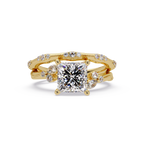 Customizable Princess Cut Diamond Ring with Round & Marquise Accent Stones