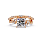 Customizable Princess Cut Diamond Ring with Round & Marquise Accent Stones