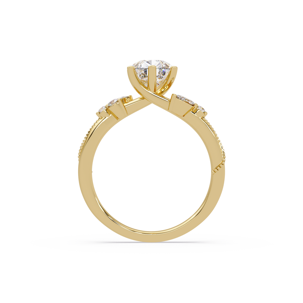 Heart Cut Diamond Ring with Round, Pear & Marquise Accent Stones