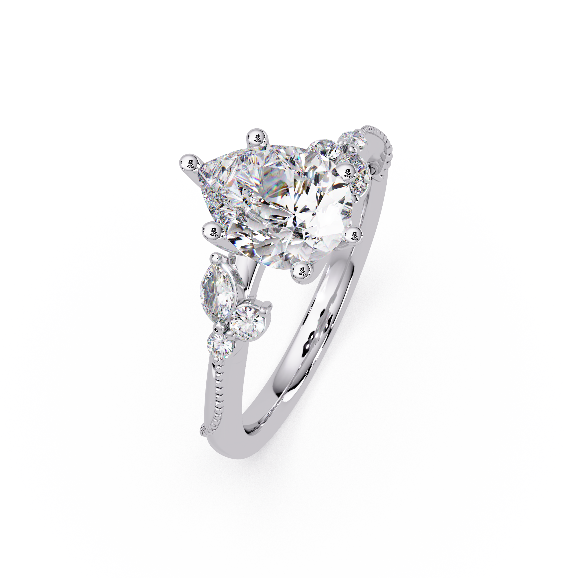 Floral Diamond Engagement Ring with Customizable Center Stone
