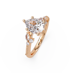 Heart Cut Diamond Ring with Round, Pear & Marquise Accent Stones