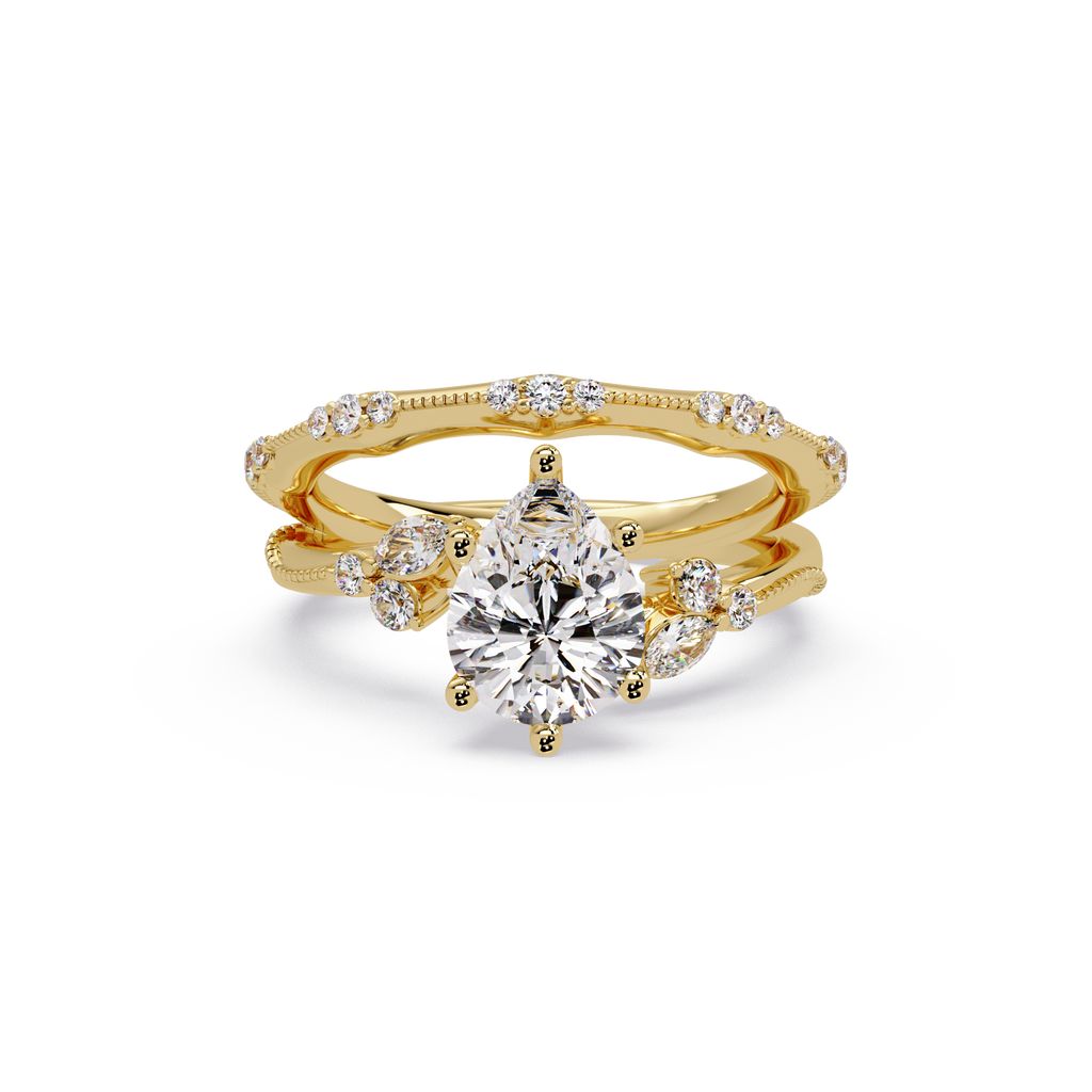 Floral Diamond Engagement Ring with Customizable Center Stone