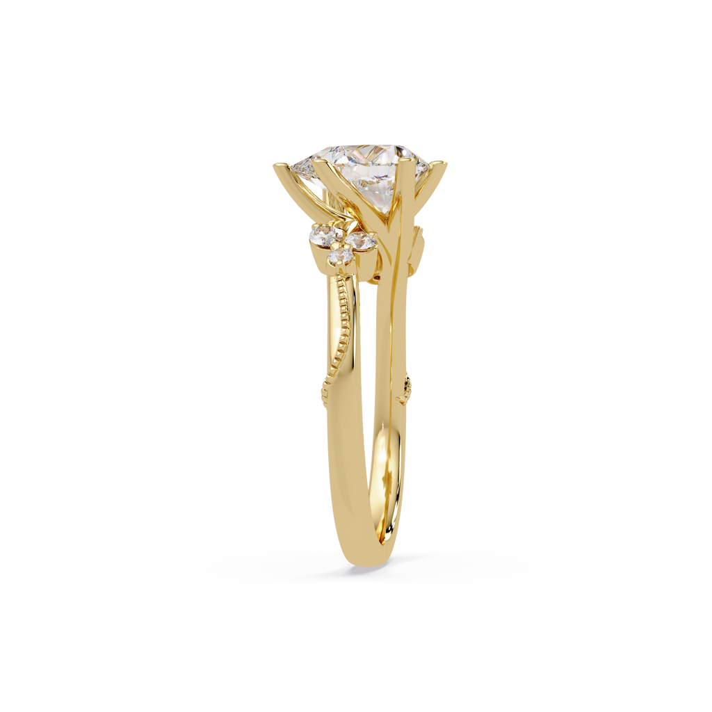 Heart Cut Diamond Ring with Round, Pear & Marquise Accent Stones